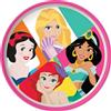 Tataway Disney Piatto piano bianco e rosa per bambine in plastica Principesse Biancaneve Ariel Jasmin Rapunzel con base antiscivolo