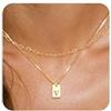 Generic Collane iniziali in oro per donne Non si ossidano, Collana con pendente a lettera quadrata delicata 14K Impermeabile AZ Catena sottile alla Nome Gioielli personalizzati per ragazza s