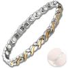 Melteine Braccialetto magnetico da donna, regolabile, in acciaio al titanio, con design a coda di pesce, argento e oro