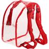MOBUTOFU Zaino Trasparente in PVC Rosso Due Tasche Laterali Rinforzate | Spallacci Regolabili 17, 3-33, 5 Pollici, Scomparto Principale Capiente, per Studenti e Controlli All'ingresso
