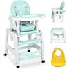Ricokids Seggiolone per bambini multifunzione 5 in 1 con tavolo e sedia per bambini regolabile con funzione altalena SINCO Ricokids (turchese)