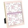 Laura Ashley Cornice portafoto smaltata rosa, 8 x 10, bordo in metallo dorato con cavalletto, per bancone, bancone, espositore da tavolo, libreria, scrivania, decorazione da parete, galleria fotografica