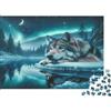 6N2X9A4S Lupo della Foresta Artica Puzzle 1000 Pezzi Carta Adulti Vista Lago Notturno Puzzle per Adulti Relax Focus Interazione Domestica Regalo Casa 52x38cm/1000pcs