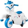 COSTWAY 12V Giocattolo Unicorn a Cavallo, Macchina Cavalcabile con Ruote di Addestramento Modalità di Equitazione, Musica Panello LED, Cavallo a Motore per Bambini 3 Anni+ (Blu)