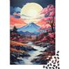 VNXTPQLKWMDJ Paesaggio di Montagna Nevosa Puzzle 1000 Pezzi Carta per Adulti Fiume con Ciliegi Tramonto Scena Naturale Relax Famiglia Regalo Decorazione 38x26cm/1000pcs