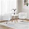 Keeushr 2 poltrone girevoli bianche con rivestimento in ecopelle e seduta regolabile in altezza, moderna poltrona lounge con struttura in acciaio cromato per soggiorno e ufficio, ergonomiche