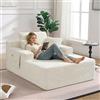 luckdect Divano letto singolo, 150 x 110 cm, velluto a coste | Grande seduta, divano da pavimento con 3 cuscini, 2 tasche laterali, schiuma e molle insacchettate, senza montaggio