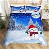 Homemissing Natale giù copripiumino renna pupazzo di neve ragazzo tema di Natale decorazione invernale confortevole copripiumino da sogno blu camera da letto 2 Pezzi Set Copripiumino 135x200cm