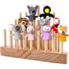 FINGERINSPIRE Supporto per Marionette da Dito, 9.9x29.9x22cm Colore Perù Supporto Espositivo Ad Arco in Legno con 33Pz Barre di Legno per Modelli di Ufficio Domestico Organizzazione dello Stoccaggio