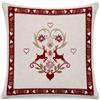 Tex family Federa Cuscino Arredo Tirolese 40x40 Cervi e Cuori Ecrù Bordeaux Made in Italy