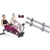 Sunny Health & Fitness Smart Compact Adjustable Rowing Machine, 12 Levels Adjustable Resistance + 35.5 cm Threaded Chrome Dumbbell Bar