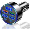 NOWEISU Caricatore Auto USB C 6 in 1,Caricatore Accendisigari 300 W | Presa Accendisigari 12 V/24 V, Accendisigari USB con display LED per i Phone 16/15/14/13/12/G alaxy/Android