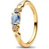 PANDORA Disney Aladdin Jasmine 14k gold-plated ring with icy blue crystal and moonlight blue crystal