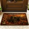Generic Zerbino di benvenuto con trattore e girasoli autunnali rustici, zucche autunnali, arancione, antiscivolo, decorazione per esterni, porta d'ingresso, patio, 73 x 43 cm