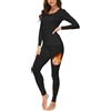 Prontiaduscire Set termico da donna - interno ultra caldo in seconda pelle - vestibilità sottile - 162N4 nero M