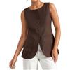MODSGUE Gilet estivo da donna e in lino, leggero, traspirante, lungo, alla moda, da donna, con scollo a V, completamente foderato, per lavoro, casual, con tasche sportive