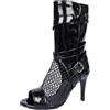 Generico Stivali da Ballo Latino Donna Punta Aperta con Lacci Salsa Tango Scarpe da Ballo Latino Americano Heels Dance Shoes for Women con i Tacchi Alti con Tacco 9.5, Suola in Gomma