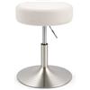 Relaxdays sgabello trucco girevole, bianco/argento | altezza regolabile 42-57 x 38,5 cm, imbottito in pile e metallo
