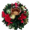 CREARE ITALIA SRL Portacandela di Natale Velluto Rosso 20x9cm con Pigne e Fiori, Decorazione Natalizia Elegante, Centrotavola Festivo