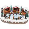 LOTTI IMPORTEX SRL Villaggio di Natale Lago Ghiacciato 35x15cm, Pattinatori in Movimento, Trasformatore, La magia di natale per decorazioni