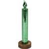 NEW BI SRL CANDELA LED 139655 VERDE CON BASE VETRO H30CM