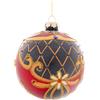 NEW BI SRL Sfera di Natale Rossa/Blu Fiori 12cm Vetro, Pallina Natalizia, Decorazioni Albero, La magia di Natale per la casa