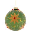 NEW BI SRL Sfera di Natale Verde Fiori 12cm Vetro, Pallina Natalizia, Decorazioni Albero, La magia di Natale per la casa