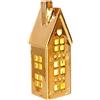 BIZZOTTO ANDREA NATALE Casetta Dickens Cuore oro con LED H12,8cm in porcellana, decorazione natalizia luminosa a batteria