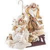 BIZZOTTO ANDREA NATALE Sacra Famiglia Fastosa Champagne 38cm, statuina presepe elegante in resina e tessuti pregiati, decorazione natalizia raffinata
