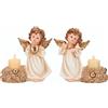 TIMSTOR NV Angelo di Natale con candela led oro 16,5x8x16,5cm assortito, statuina raffinata, la magia di Natale per la tua casa