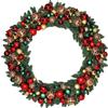 TIMSTOR NV CORONA di Natale 91CM con Sfere Rosso Oro e LED, Centro tavola e parete, La magia di Natale per la tua casa