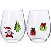 BRANDANI GIFT GROUP SRL Brandani "W il Natale" Set 2 Bicchieri in Vetro Borosilicato con Decori Ghirlanda, Pacco Dono, Santa Claus e Abete