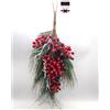 CREARE ITALIA SRL Dietroporta di Natale Aghi e Bacche 70cm, Ghirlanda Natalizia Grande Elegante, Decorazione per Porte e Pareti