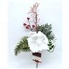 CREARE ITALIA SRL Pick innevato 32cm di Natale con aghi di pino, fiore e bacche rosse, Ramo decorativo elegante per alberi e ghirlande