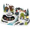 LOTTI IMPORTEX SRL Villaggio di Natale Paesaggio Innevato 30x18cm, Trenino e Slitta Rotanti, La magia di natale per decorazioni