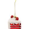 FEERIC LIGHT E CHRISTMAS Decorazione pendente di Natale pezzo di torta 8cm in vetro rosso e bianco - La magia di Natale a casa tua