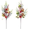 MERCURY S.P.A. Tralcio natalizio 73cm con bacche rosse in plastica assortite, decorazione elegante per albero e ghirlande