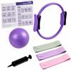 Relaxdays Pilates Set, 6 pz, col. | Anello, palla + pompa, 3 bande, kit Pilates casa, esercizi inclusi