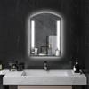 kleankin Specchio per Bagno con Mensola in Vetro 50x12x70 cm Argento | Luce LED Regolabile a 3 Colori, Specchio con Luci in Alluminio e Vetro Temperato, IP44