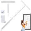 GAESHOW Tergivetro per Doccia Estensibile 30-140cm, in Silicone, Bianco | 2 in 1 Tira Acqua da Doccia, con Manico Telescopico, Lavavetri in Microfibra e Gancio, per Pulisci Vetri Finestre e Specchi
