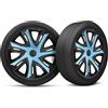 moto-MOLTICO Moltico Copricerchi - Set Copricerchi Universale 4 Pezzi - Adatto a Tutti i Cerchi in Acciaio - Copri Cerchioni - Anello di Sicurezza Regolabile - Blu-Nero - 14 Pollici