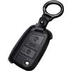 Kirain Rosa Pelle Custodia per Chiave Auto Protezione Compatibile con VW Volkswagen Golf 7 Polo Tiguan Taigo Seat Leon Ibiza Skoda Octavia Superb Fabia 3 Tasti Chiave