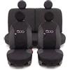Auto Accessori Lupex Coprisedili Compatibili con 500 dal 2007 al 2024 | Made in Italy, Nero - Grigio Scuro, Schienale 50-50, Set Completo Anteriori Posteriori e Poggiatesta, Protezioni Sedili