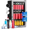 KLARSTEIN Beersafe 98 L Frigorifero per Bevande con Porta in Vetro, Nero | luce LED, ripiani metallici estraibili, silenzioso, frigo bar per birra, lattine e bottiglie