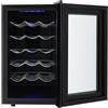 Queeucaer WineFridge - Frigorifero per vino, 18 bottiglie, 46 l, display silenzioso | Frigorifero per vino, 18 bottiglie, nero, 46 l, semiconduttore, con porta in vetro temperato e illuminazione a LED blu