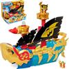 PIRATIX ADVENTURE WORLD Piratix Shark Ship - Barca squalo di Piratix che cattura i suoi nemici, con catapulta, lanciatore, tavola e gabbia. Contiene 1 nave, 1 personaggio esclusivo, 1 tesoro esclusivo, 1 bandiera e 1