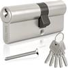 GANZTECH 35/45(80mm),Serratura a botte in nichel,chiave con 5 chiavi standard, Serratura a cilindro europeo in Lega di alluminio,Stabile sicura per porte in legno,composite e UPVC
