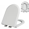 Wttfc Coperchio WC a Chiusura Rallentata, Copriwater Universali Bianco in PP, Tavoletta WC con Smontaggio Rapido con un Clic, Facile da Montare e Pulire, Sedile WC Forma di D/U, 02D, 44x35.5cm