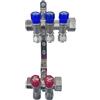 AQUA HEATING Set Collettore Acqua Riscaldamento PEX 1" x 16 mm Distributore D'Acqua In Ottone Nichelato Con Mini Valvole Integrate Fascio Distributore Blu 3 Circuiti Rosso 2 Circuiti H2541B3R2