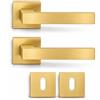 DACAN PROTECTION Maniglie Porte Interne con Rosetta 50 mm, Coppia Maniglia Porta Interna Design Moderno, Set Completo per Porte Legno, Installazione Facile (Oro Satinato)